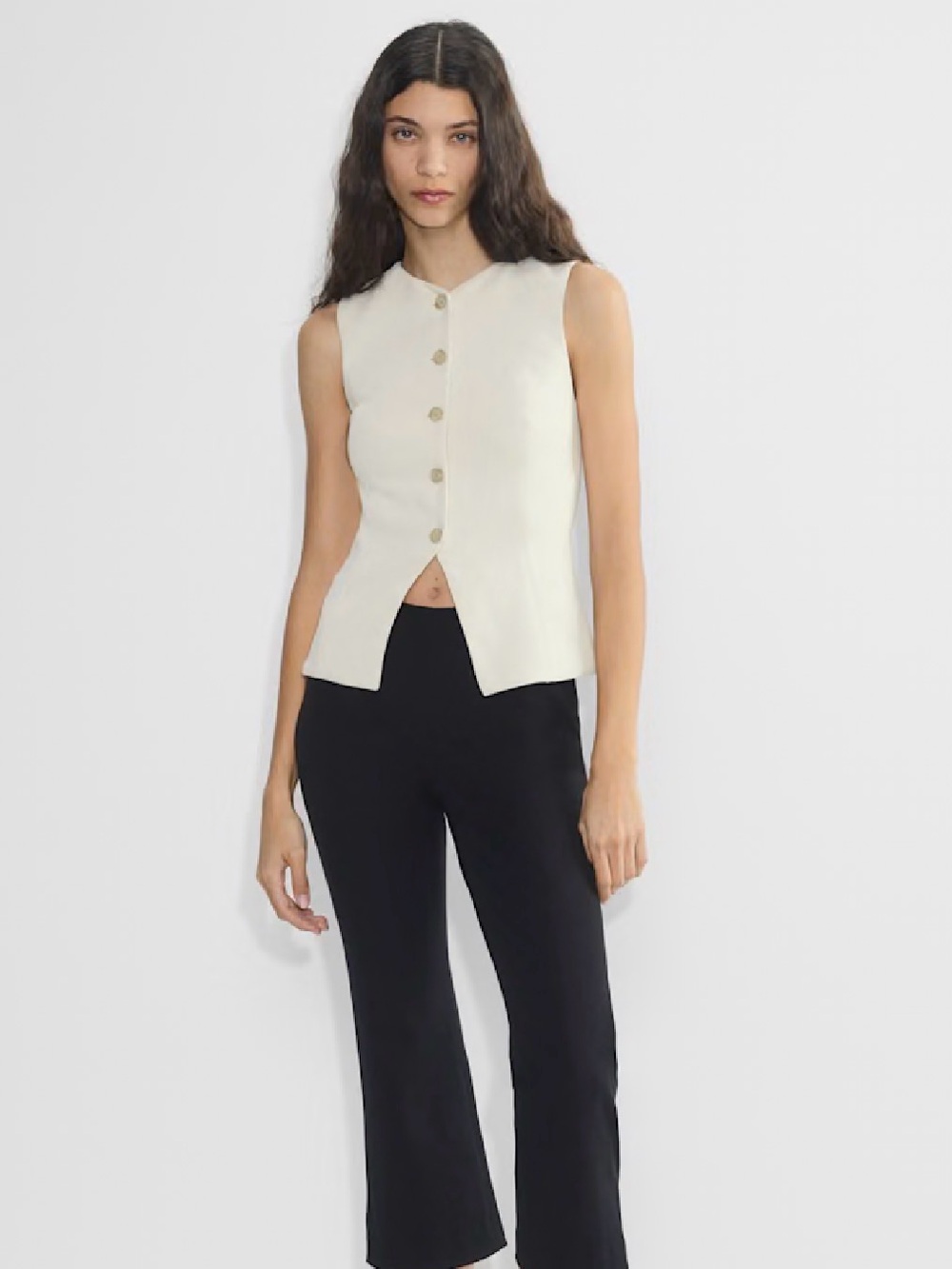 Aritzia Wilfred Women’s Regal Vest Crepette Matte Pearl Size 6 - Picture 2 of 10
